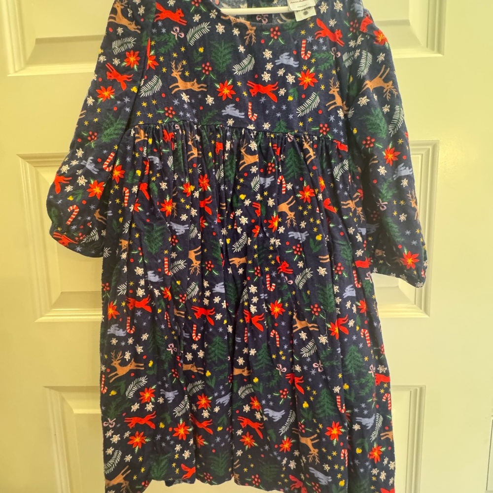 Hanna Andersson Navy Dress with Festive Print